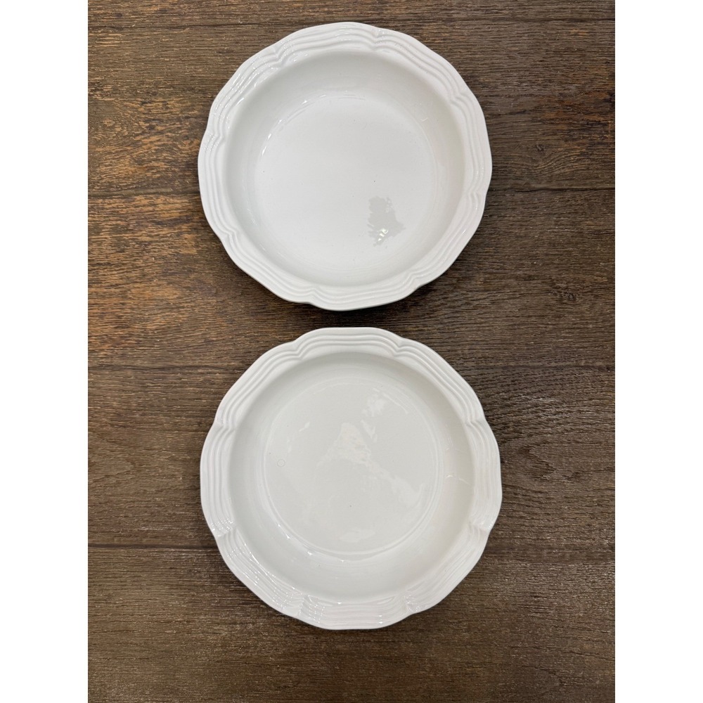 Mikasa French Countryside White Scalloped 10" Serving Bowls Set of 2 Small Chips